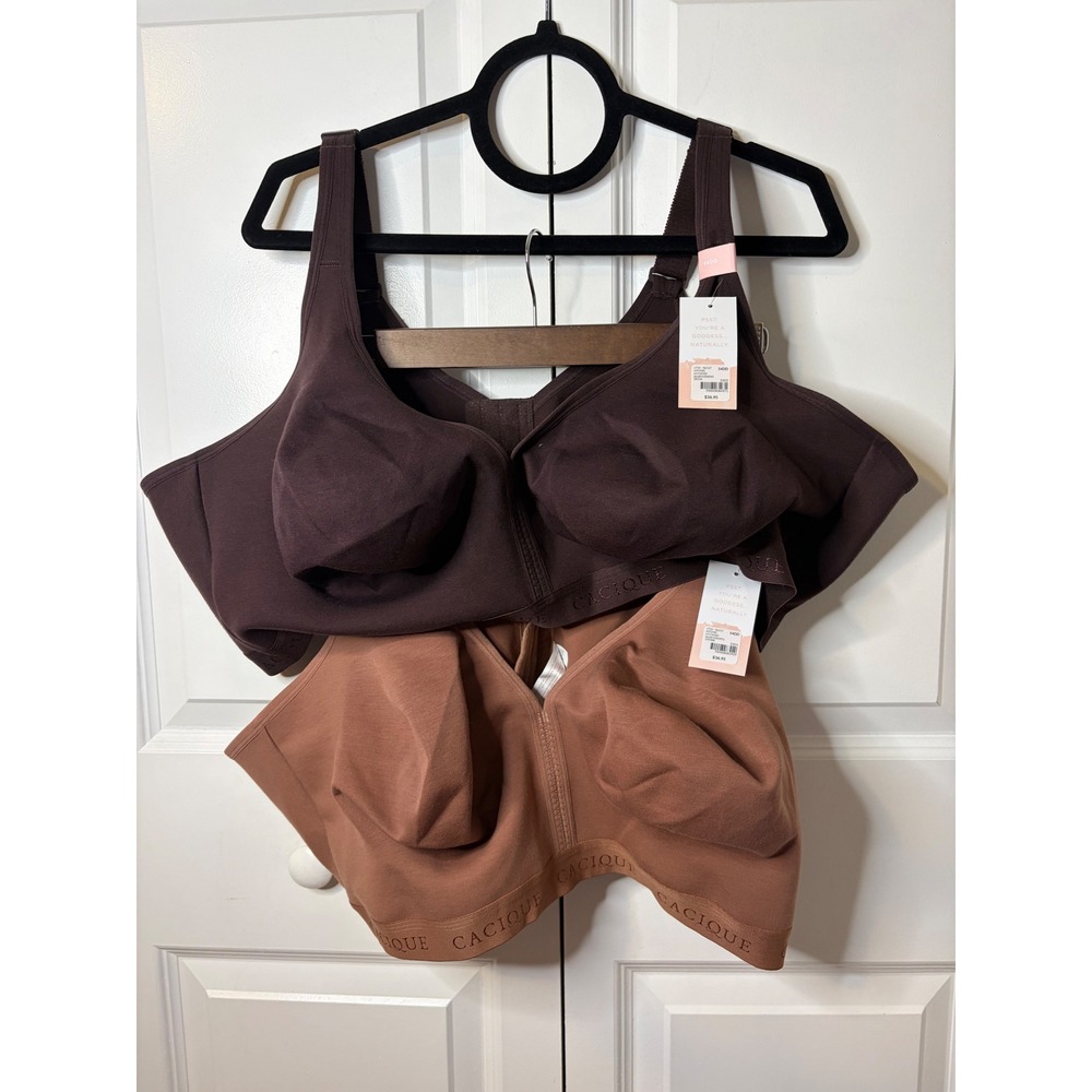 Cacique Cotton Collection Unlined Full Coverage No-Wire Bra 54DD Bundle of 2 NWT
